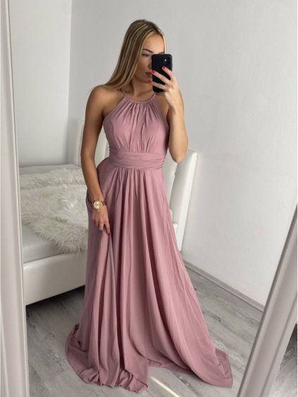 Šaty elegantní bez rukávu dlouhé plesové dámské (S/M ONE SIZE) ITALSKÁ MÓDA IMM22ZQL-60025/DUR (Velikost S/M/L, Barva tmavě modrá)