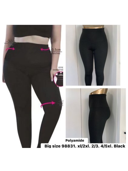 Legíny dlouhé dámské zeštíhlujcí s vysokým pasem nadrozměr (XL/2XL-4XL/5XL) TURECKÁ MÓDA TMWL2398831/DU (Velikost XL/2XL, Barva Černá)