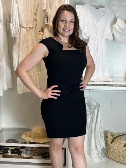 Šaty pouzdrové společenské elegantní bez rukávů dámské Carol (S-XL) ITALSKÁ MÓDA IMM22Q51239 (Velikost S, Barva Černá)
