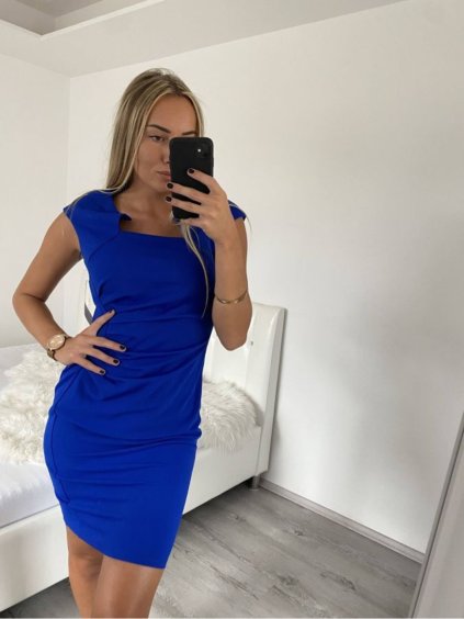 Šaty pouzdrové společenské elegantní bez rukávů dámské Carol (S-XL) ITALSKÁ MÓDA IMM22Q51239/DUR (Velikost S, Barva modrá královská)