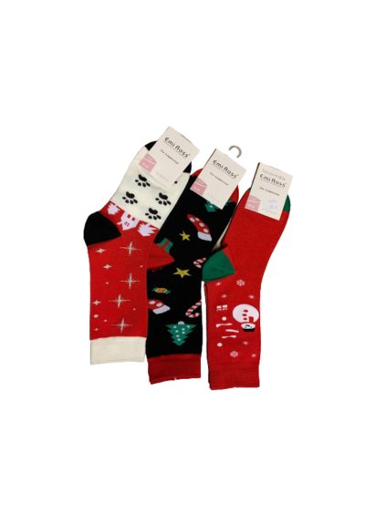 Ponožky slabé klasik vánoční veselé dámské pánské 3ks v balení (39-43) EMI ROSS ROS20CHRIS2