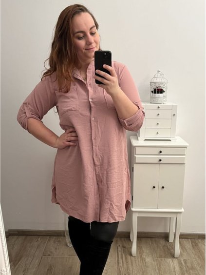 Košile prodloužená 3/4 dlouhý rukáv dámské (L/XL/2XL ONE SIZE) ITALSKá MóDA IM423025/DU (Velikost XL/2XL, Barva bílá)