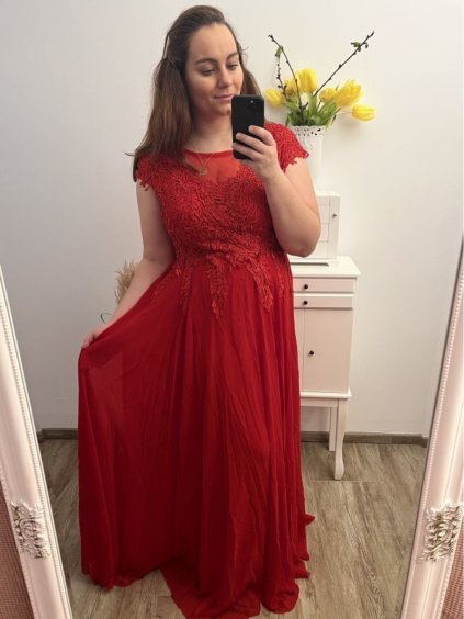 šaty plesové dlouhé elegantní společenské krátký rukáv dámské nadrozměr (XL/2XL ONE SIZE) ITALSKÁ MÓDA IMM2368815PL/DU (Velikost XL/2XL, Barva červená)