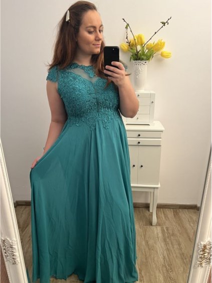 šaty plesové dlouhé elegantní společenské krátký rukáv dámské nadrozměr (XL/2XL ONE SIZE) ITALSKÁ MÓDA IMM2368806-X/DU (Velikost XL/2XL, Barva tyrkysová)