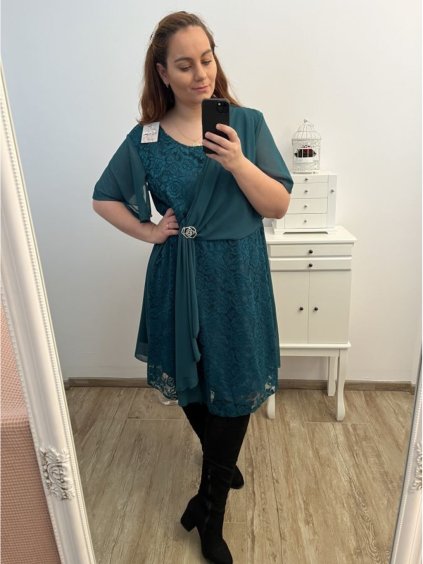 Šaty elegantní společenské  dámské nadrozměr (XL/2XL ONE SIZE) ITALSKÁ MÓDA IMH23VOLTERA/DU (Velikost XL/2XL, Barva Černá)