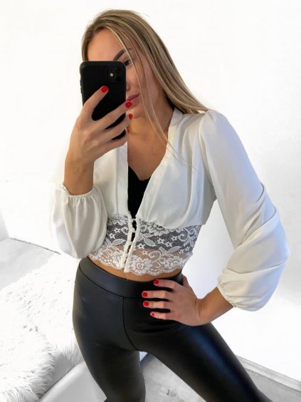 Top/halenka dlouhý rukáv dámské (S/M ONE SIZE) ITALSKÁ MÓDA IMM23MS36009/DU (Velikost S/M/L, Barva bílá)