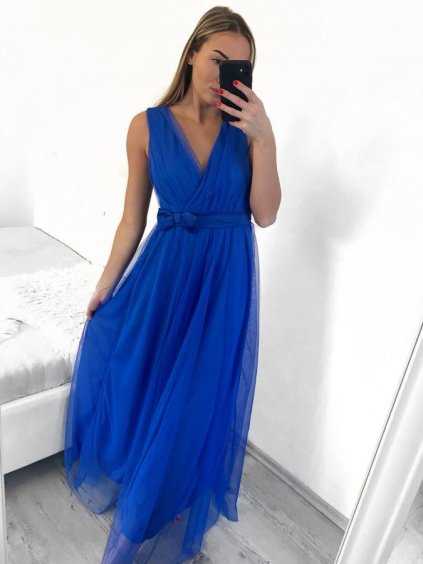 Šaty dlouhé tylové na ramínka dámské (S/M ONE SIZE) ITALSKÁ MÓDA IMM238917/DU (Velikost S/M/L, Barva Černá)