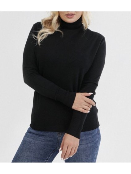 Svetr pletený tenký rolák dlouhý rukáv dámský (L/XL ONE SIZE) EVELIN ITALSKÁ MÓDA IMD22774/DU (Barva Černá)