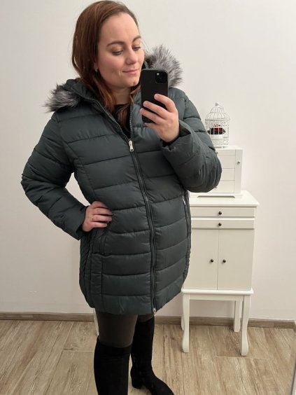 Bunda Zimní s kapucí nadrozměr (3XL-9XL) JLQM 602-2/DR (Velikost 3XL, Barva zelená smaragdová)