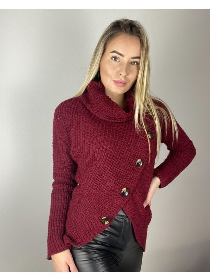Svetr pletený s knoflíky dámský (S/M/L ONE SIZE) ITALSKÁ MÓDA IMD22963/DUR (Velikost S/M/L, Barva tmavě modrá)