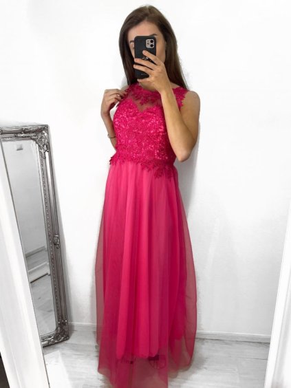 Šaty společenské dlouhé bez rukávu dámské (S/M ONE SIZE) ITALSKá MóDA IMM238524/DU (Velikost S/M/L, Barva červená)