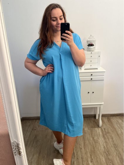 Šaty oversize krátký rukáv dámské nadrozměr (3XL/4XL ONE SIZE) ITALSKá MóDA IMC23132/DU (Velikost 3XL/4XL, Barva Černá)