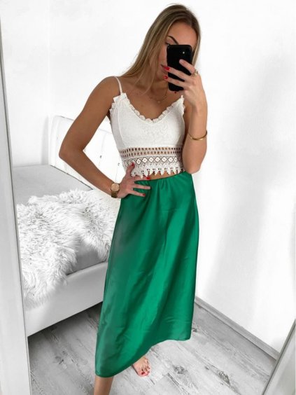 Sukně středně dlouhá saténová dámská (S/M ONE SIZE) ITALSKÁ MÓDA IMM23UN6886/DU (Velikost S/M/L, Barva Černá)