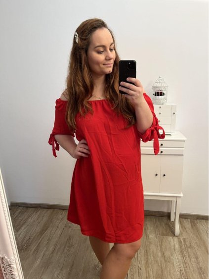 Šaty krátký rukáv dámské nadrozměr (XL2XL/3XL ONE SIZE) ITALSKá MóDA IM423040/DU (Velikost 2XL/3XL, Barva červená)