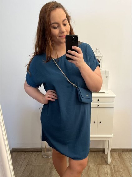 Šaty letní oversize s kabelkou krátký rukáv dámské nadrozměr (XL2XL/3XL ONE SIZE) ITALSKÁ MÓDA IMC22391/DU (Velikost 2XL/3XL, Barva růžová fuchsiová)