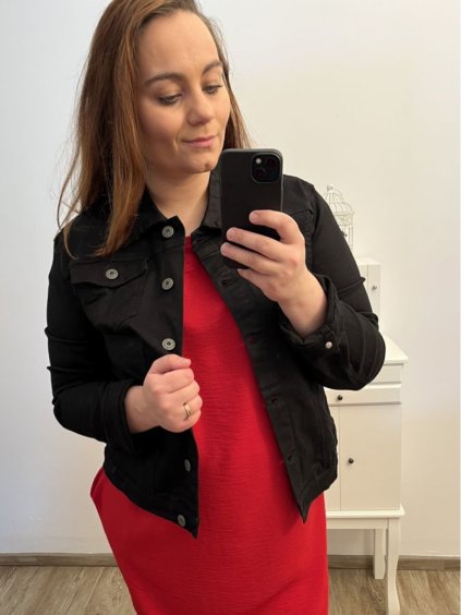 Bunda riflová dlouhý rukáv  dámská nadrozměr (L-4XL) DROMEDAR LC587L-1/DR (Velikost L, Barva Černá)