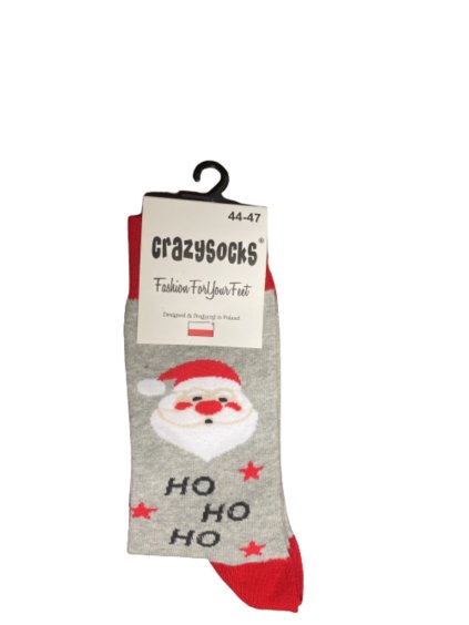 Ponožky vánoční veselé sob Rudy Santa Claus slabé pánské CRAZY SOCKS (40-43,44-47) POLSKÁ MÓDA DPP20065 (Velikost 40-43, Barva šedá)