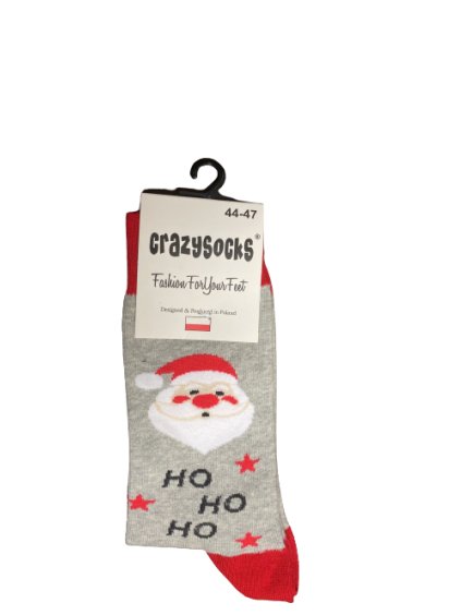 Ponožky vánoční veselé sob Rudy Santa Claus slabé pánské CRAZY SOCKS (40-43,44-47) POLSKÁ MÓDA DPP20065 (Velikost 40-43, Barva šedá)