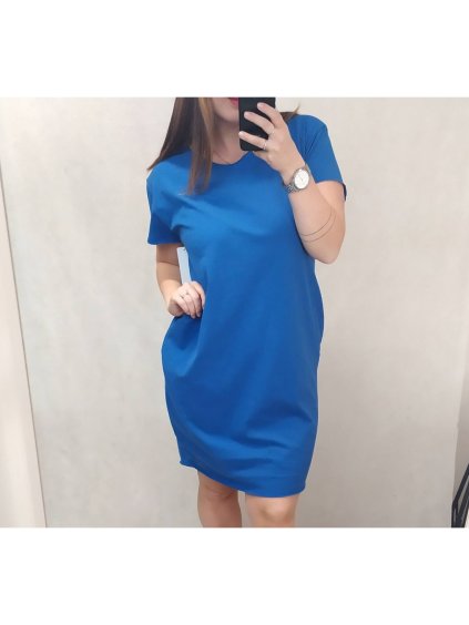 Šaty klasik bavlněné krátký rukáv dámské (XL/2XL ONE SIZE) ITALSKÁ MÓDA IM322104XL/DR (Velikost XL/2XL, Barva Černá)