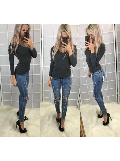 Rifle jeans s perličkami dámské (26-30/XS-L) AFASHION AF18057