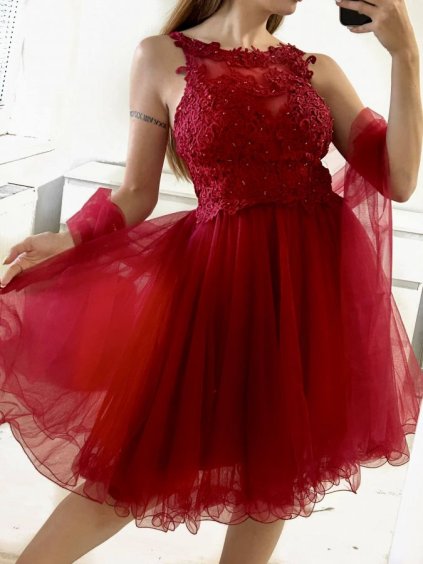 Šaty elegantní krajkové plesové krátké dámské (S/M ONE SIZE) ITALSKÁ MÓDA IMM2219810/DU (Velikost S/M/L, Barva modrá královská)