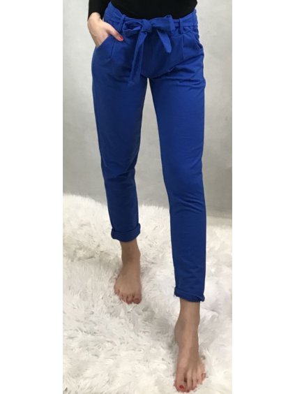 Tepláky elegantní dlouhé s mašlí dámské (M/L ONE SIZE) ITALSKÁ MÓDA IMD22421 (Velikost M/L, Barva žlutá hořčicová)