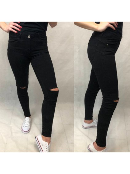 Kalhoty elastické styl jeans dlouhé dámské (XS-XL) re-dress MA521063RE1355/DR (Velikost XS, Barva Černá)