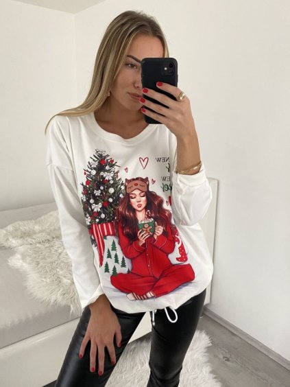 Tunika Vánoční sametová teplá dlouhý rukáv dámská nadrozměr (XL/2XL ONE SIZE) ITALSKá MóDA IM4221384/DR (Velikost XL/2XL, Barva _barva viz foto)