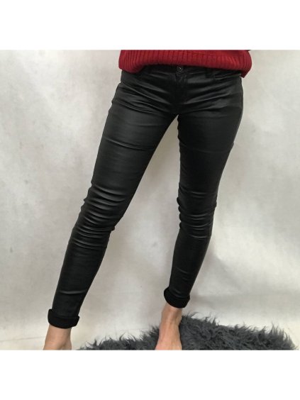 Kalhoty koženkové dlouhé dámské (XS-XL) ITALSKÁ MÓDA MA523GD6551/DU (Velikost XS, Barva Černá)