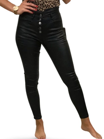 Kalhoty koženkové dlouhé dámské (XS-XL) RE-DRESS MA6202605-T1/DU (Velikost XS, Barva Černá)