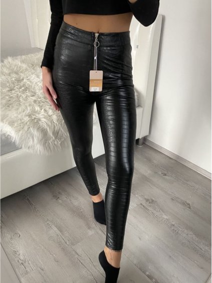 Legíny dlouhé koženkové zateplené dámské (S-2XL) TURECKÁ MÓDA TMWL20PAN-101/DU (Velikost S/M/L, Barva Černá)