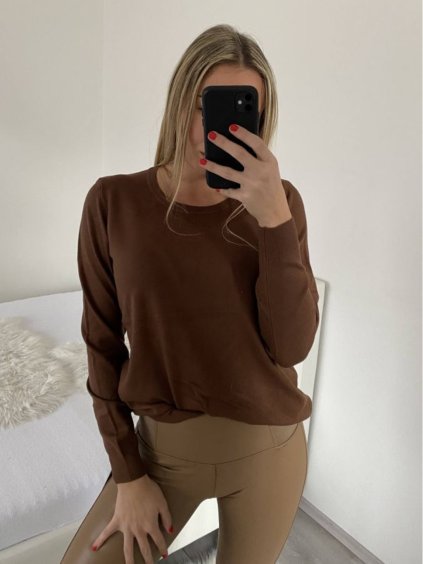 Svetr úpletový dlouhý rukáv dámský (L/XL ONE SIZE) ITALSKá MóDA IMM22Fd5816/DU (Velikost L/XL, Barva béžová)