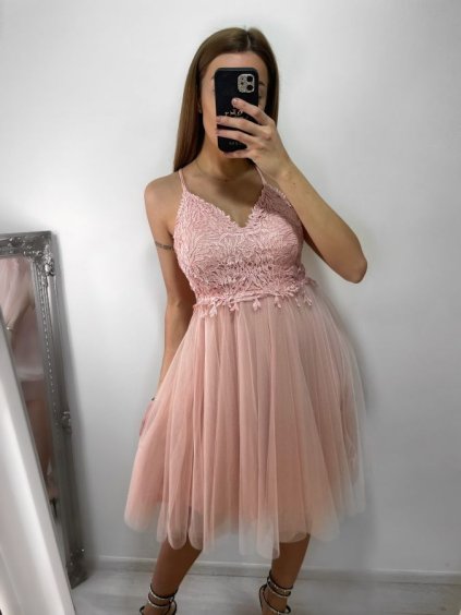 Šaty společenské tylové na ramínka dámské (S/M/L ONE SIZE) ITALSKá MóDA IM923001/DU (Velikost M/L, Barva bílá)