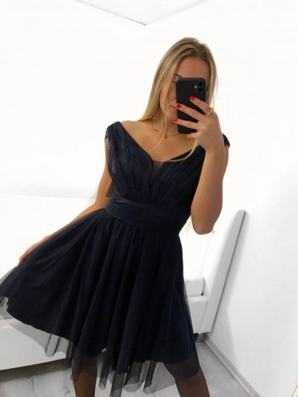 Šaty společenské elegantní dámské (S/M ONE SIZE) ITALSKá MODA IMS23RIMINNI/DU (Velikost S/M/L, Barva Černá)