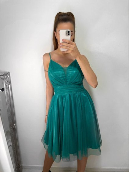 Šaty elegantní společenské na ramínka dámské (S/M ONE SIZE) ITALSKÁ MÓDA IMPSH23C666/DU (Velikost S/M/L, Barva červená)