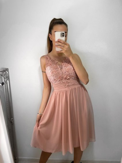 Šaty elegantní na ramínka dámské (S/M ONE SIZE) ITALSKÁ MÓDA IMPSH23658C/DU (Velikost S/M/L, Barva růžová starorůžová)