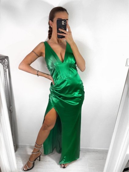 Šaty dlouhé elegantní na ramínka dámské (S/M ONE SIZE) ITALSKÁ MÓDA IMPBB23A10953/DU (Velikost S/M/L, Barva béžová)