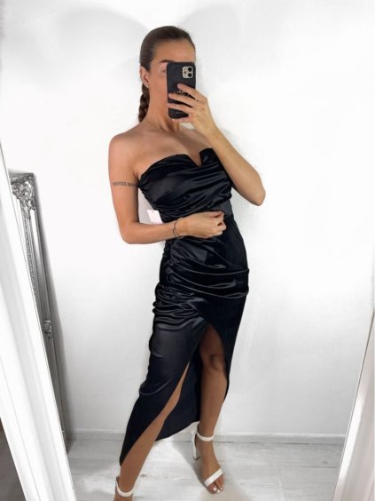 Šaty dlouhé elegantní carmen dámské (S/M ONE SIZE) ITALSKÁ MÓDA IMPBB23A3826/DU (Velikost S/M/L, Barva Černá)
