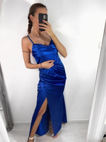 Šaty dlouhé elegantní na ramínka dámské (S/M ONE SIZE) ITALSKÁ MÓDA IMPBB23A10562/DU (Velikost S/M/L, Barva Černá)
