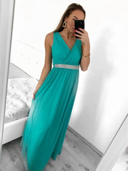 Šaty dlouhé společenské elegantní bez rukávu dámské (S/M ONE SIZE) ITALSKÁ MÓDA IMPSH223598/DU (Velikost S/M/L, Barva růžová)