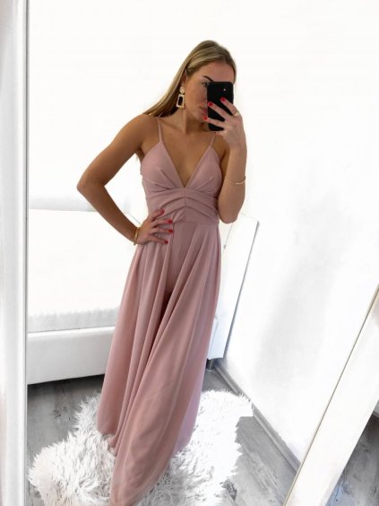 Overal/ šaty společenský na ramínka dámské (S/M ONE SIZE) ITALSKÁ MÓDA IMPSH232304/DU (Velikost S/M/L, Barva růžová)