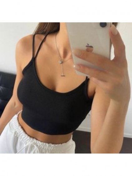 Tílko crop top na ramínka dámské (S/M ONE SIZE) ITALSKÁ MÓDA IMPBB22L20824/DU