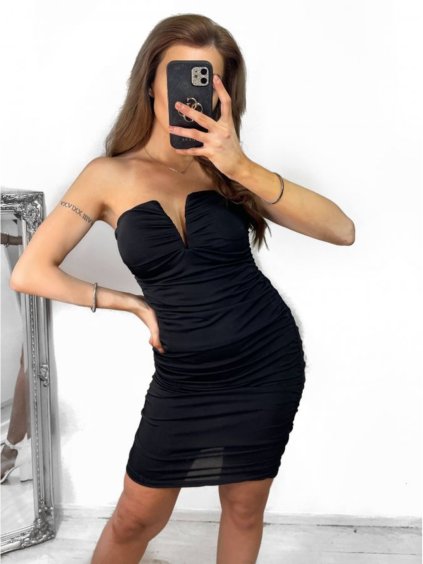 Šaty elegantní krátké bez rukávu dámské (S/M ONE SIZE) ITALSKÁ MÓDA IMM23M27403/DU