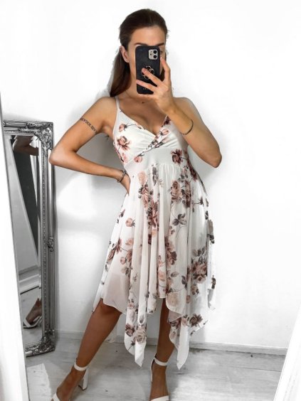 Šaty letní na ramínka dámské (S/M ONE SIZE) ITALSKÁ MÓDA IMPSH2321228B/DU (Velikost S/M/L, Barva bílá)
