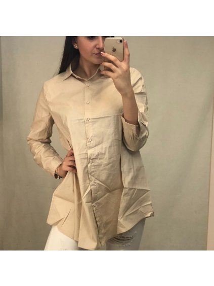 Košile dlouhý rukáv dámská (S-L) ITALSKÁ MÓDA IMWD21K8570/DR (Velikost L/XL, Barva béžová smetanová)