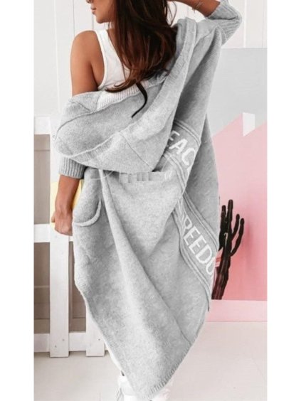 Cardigan pletený tenký dlouhý rukáv dámský (S/M/L ONE SIZE) ITALSKÁ MÓDA IMWL21118/DU (Velikost S/M/L, Barva modrá)