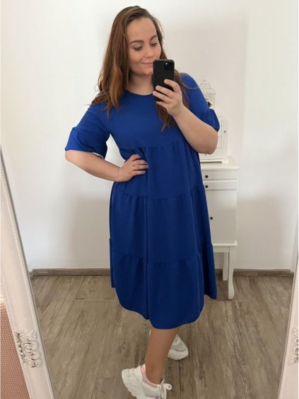 Šaty dlouhé krátký rukáv dámské (L/XL/2XL ONE SIZE) ITALSKÁ MÓDA IMD23159/DUR (Velikost XL/2XL, Barva Černá)
