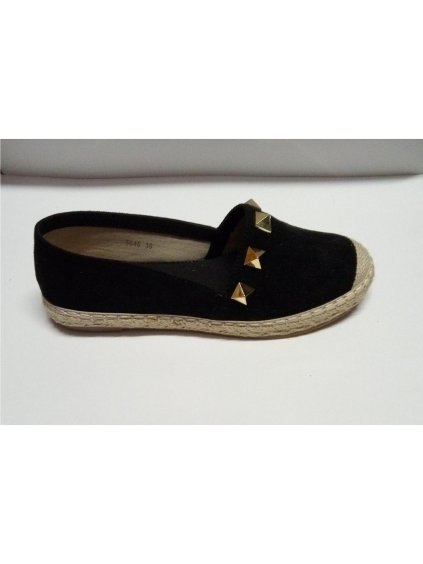 Espadrilky polobotky módní dámské  (37-41) OBUV 5646A (Velikost 37, Barva Černá)