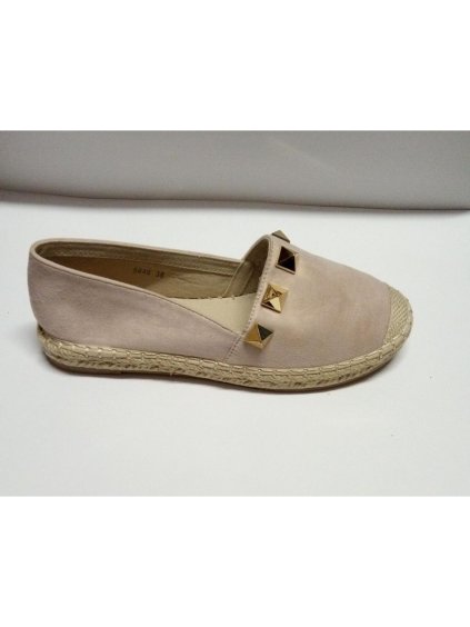 Espadrilky polobotky módní dámské  (37-41) OBUV 5646B (Velikost 36, Barva tmavě béžová)