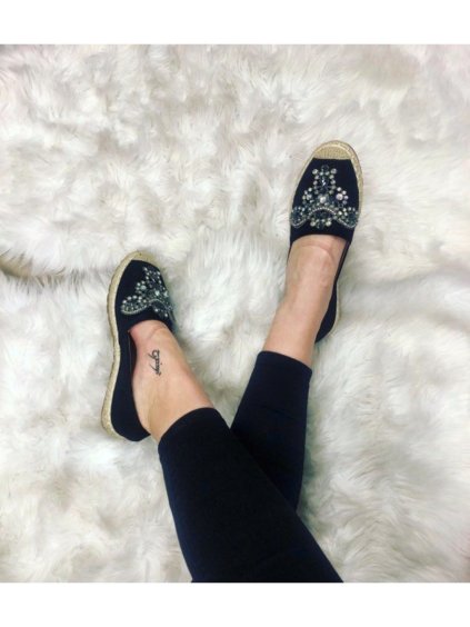 Espadrilky dámské (36-41) OBUV OB218139 (Velikost 36, Barva Černá)